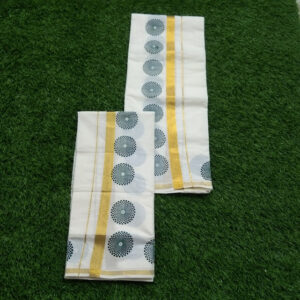 kuthampully cotton green chakra setmundu. ₹ 749. free shipping. 5 % discount on online payment.