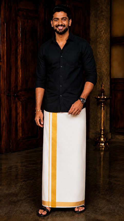 kuthampully pure cotton onam special kasavu double mundu for men | 2 inch golden kasavu kara. ₹ 699. free shipping. 5 % discount on online payment. kuthampully pure cotton onam special kasavu double mundu for men | 2 inch golden kasavu kara. ₹ 699. free shipping. 5 % discount on online payment.
